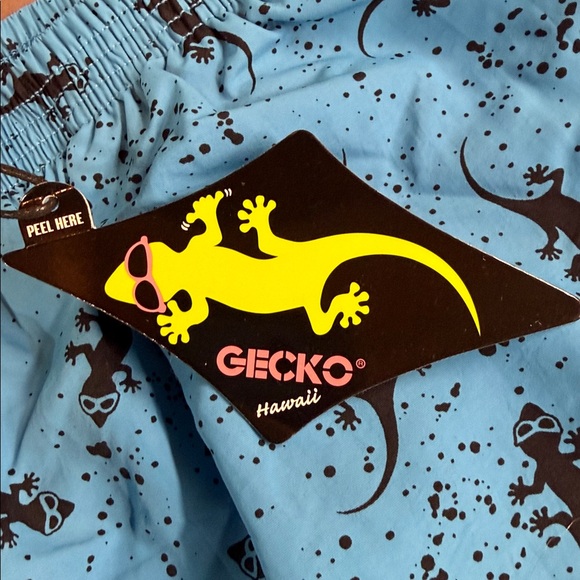 Gecko Hawaii NWT Bright Blue Wave 90s Forever Beach Nylon Pants Size Large - Picture 4 of 9